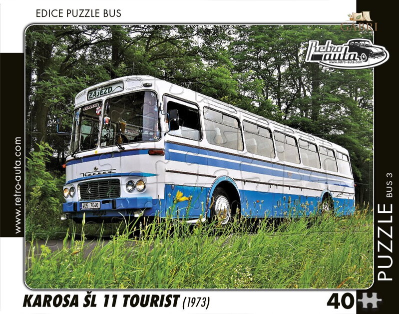 RETRO-AUTA Puzzle BUS č.03 Karosa ŠL 11 Tourist (1973) 40 dílků