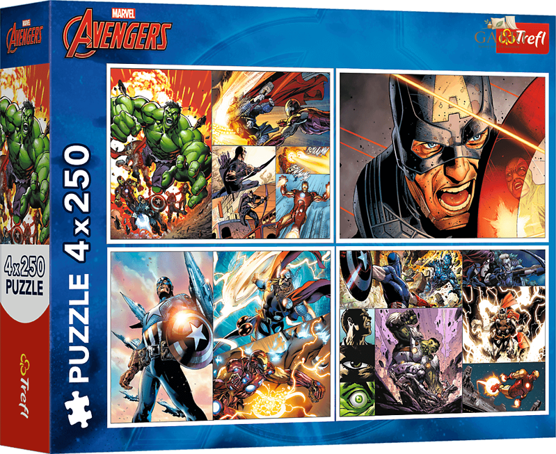 TREFL Puzzle Avengers: Heorické dny 4x250 dílků