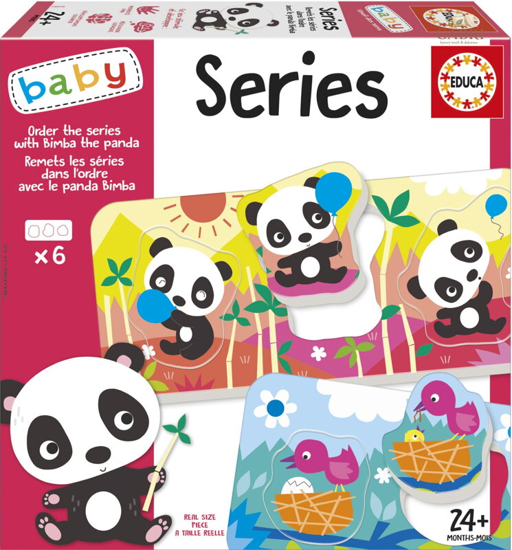 EDUCA Baby vkládačka Panda Bimba a kamarádi 6x3 dílky