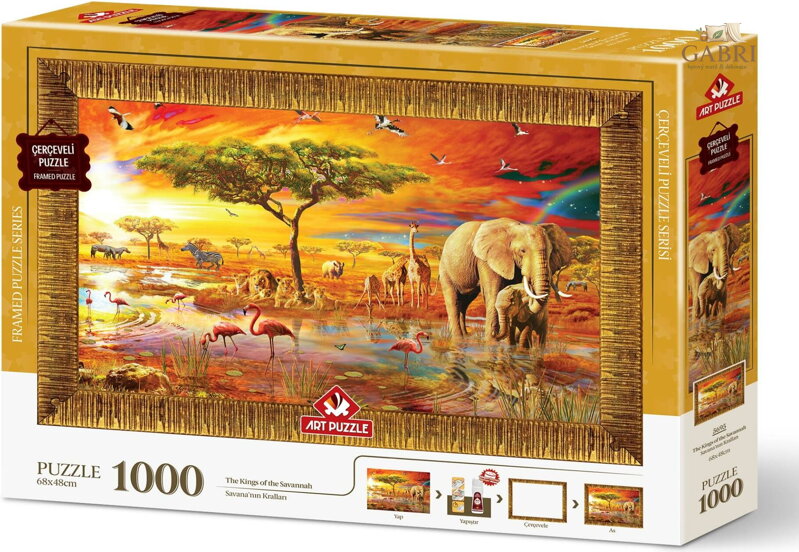 ART PUZZLE Puzzle s rámem a lepidlem 3v1 Králové savany 1000 dílků