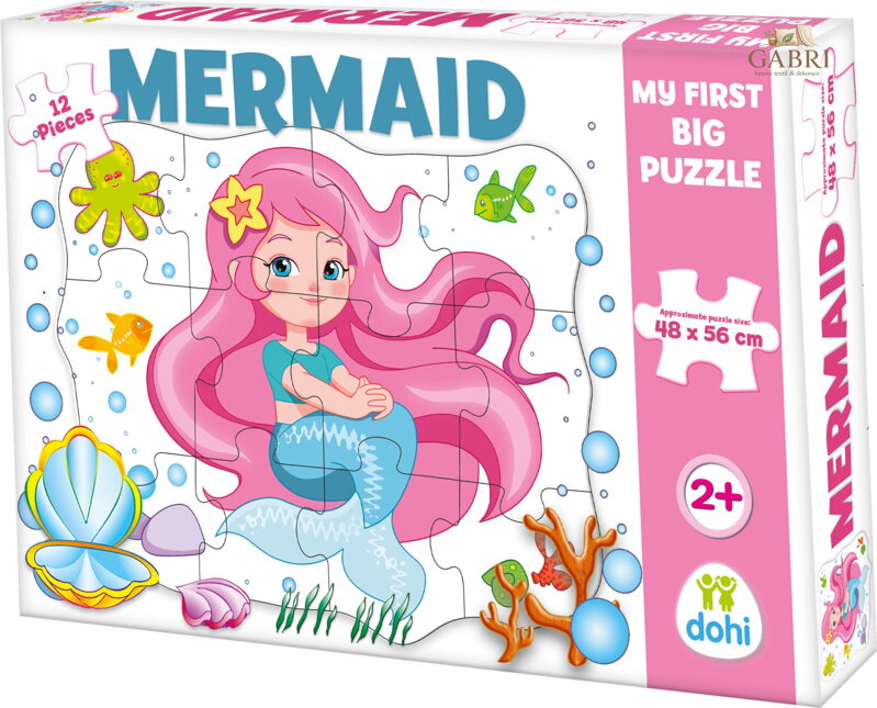 DOHÁNY Podlahové obrysové puzzle Mořská panna 12 dílků