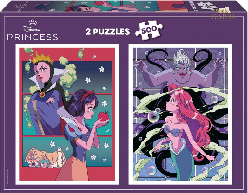 EDUCA Puzzle Disney padouchové a princezny 2x500 dílků