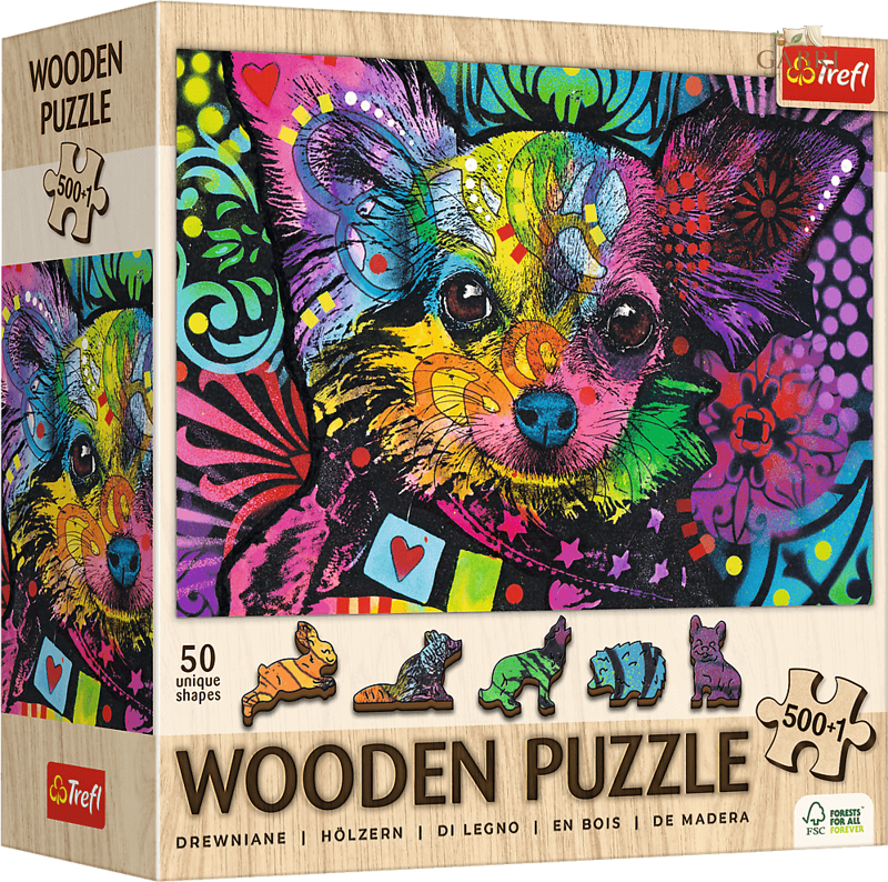 TREFL Dřevěné puzzle Barevné štěně 501 dílků