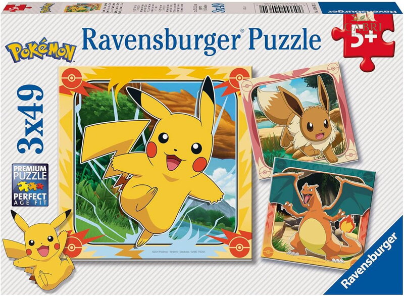 RAVENSBURGER Puzzle Pokémon 3x49 dílků