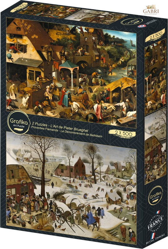 GRAFIKA Puzzle Vlámská přísloví a Sčítání lidu v Betlémě 2x500 dílků