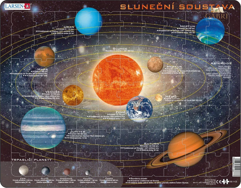 LARSEN Puzzle Sluneční soustava 70 dílků