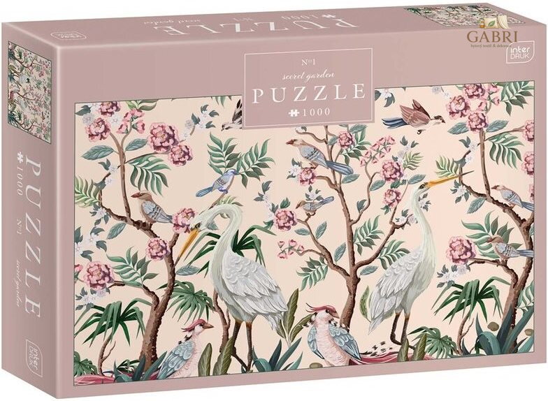 INTERDRUK Puzzle Secret Garden: Ptáci v rozkvetlých stromech 1000 dílků