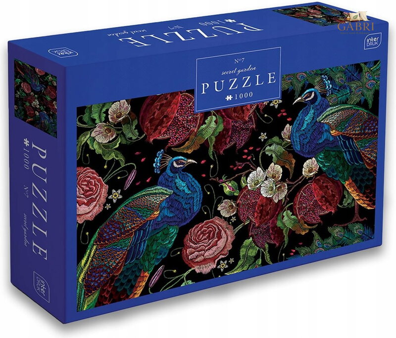 INTERDRUK Puzzle Secret Garden: Pávi mezi růžemi 1000 dílků