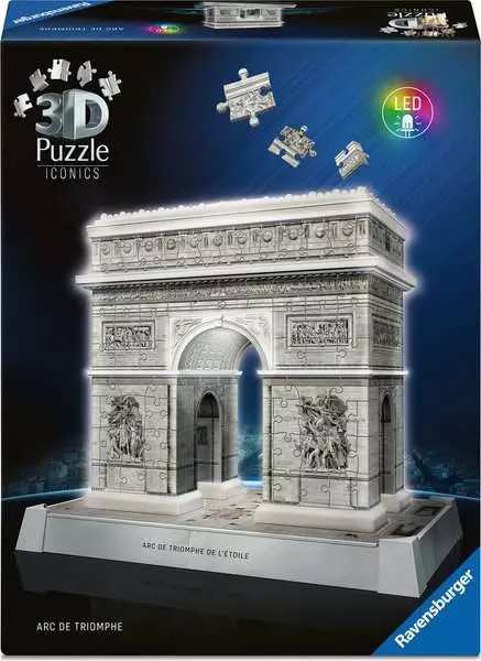 RAVENSBURGER Svítící 3D puzzle Iconics: Vítězný oblouk (Noční edice) 216 dílků