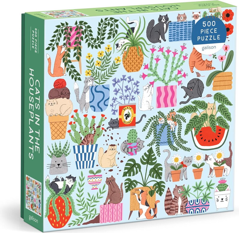 GALISON Čtvercové puzzle Kočky v květináčích 500 dílků