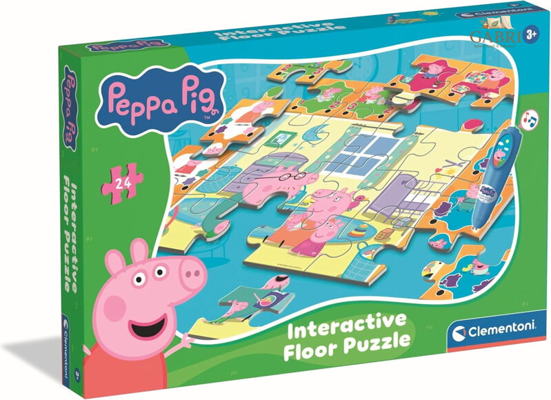 CLEMENTONI Podlahové puzzle s interaktivním perem Prasátko Peppa 24 dílků