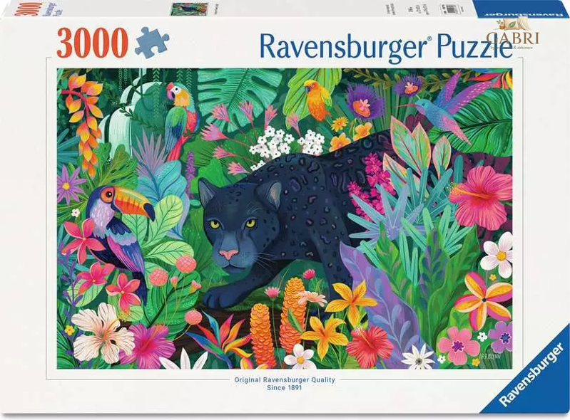 RAVENSBURGER Puzzle Panter v rozkvetlé džungli 3000 dílků