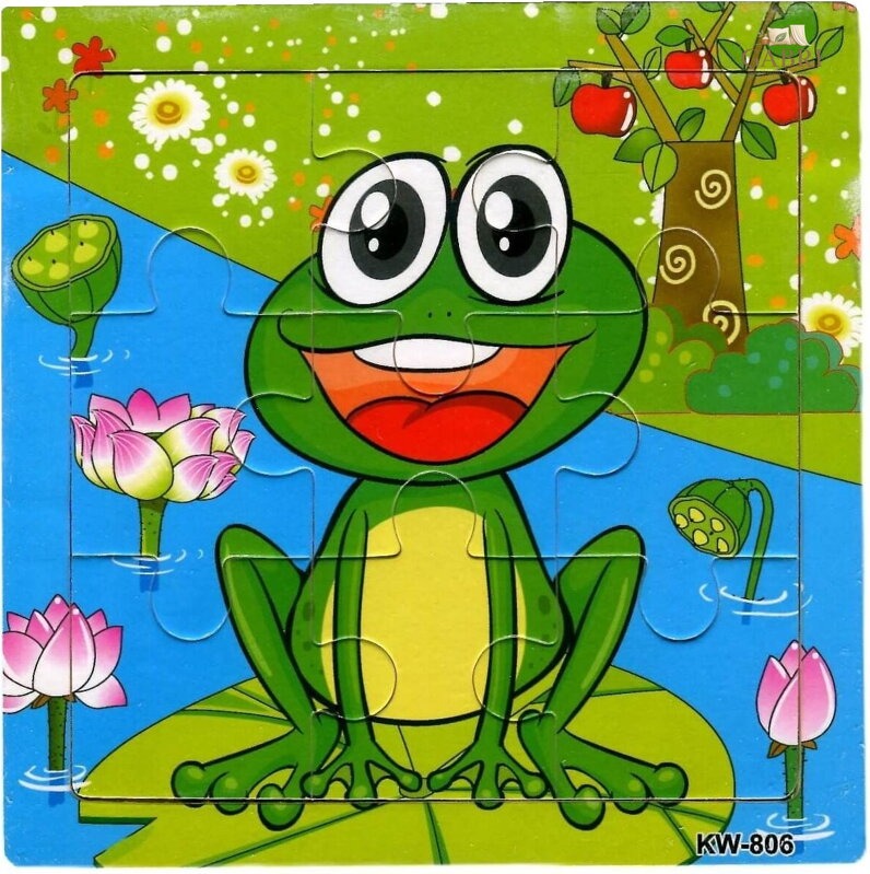 Dřevěné puzzle Zvířátka: Žabka 9 dílků