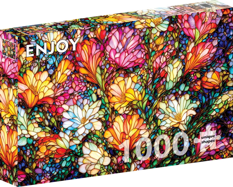 ENJOY Puzzle Abstraktní vitrážová květinová zahrada 1000 dílků