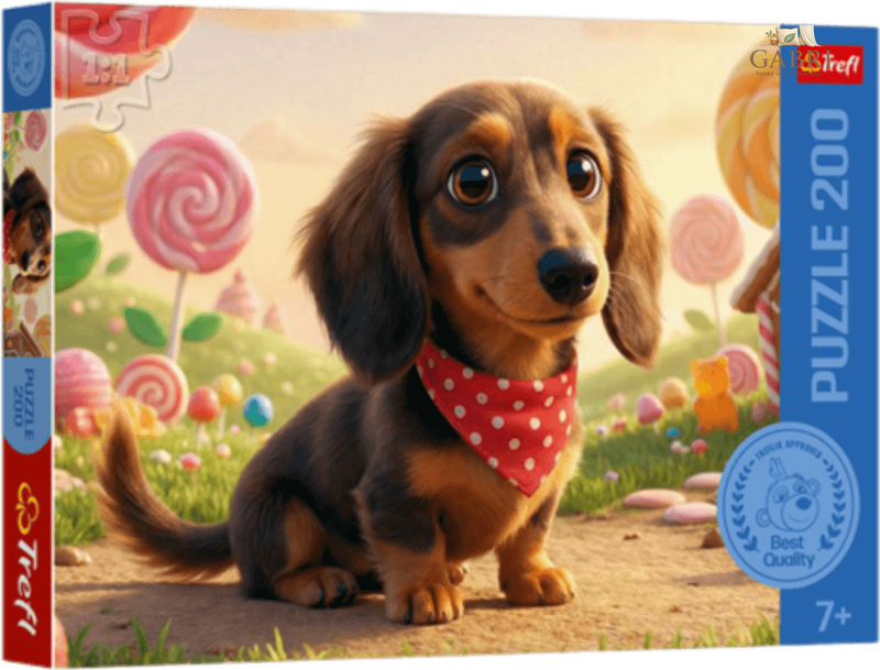 TREFL Puzzle Malý pejsek mezi sladkostmi 200 dílků