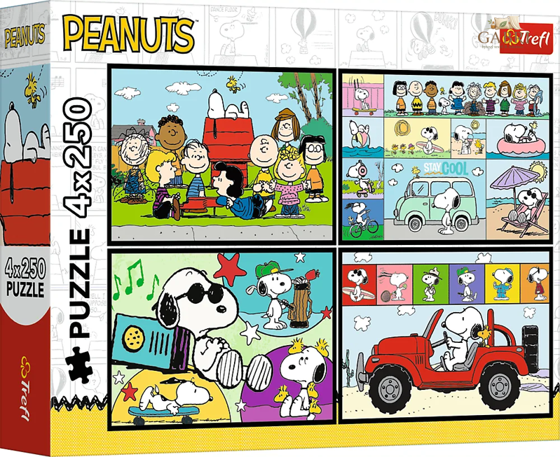 TREFL Puzzle Snoopyho dobrodružství 4x250 dílků