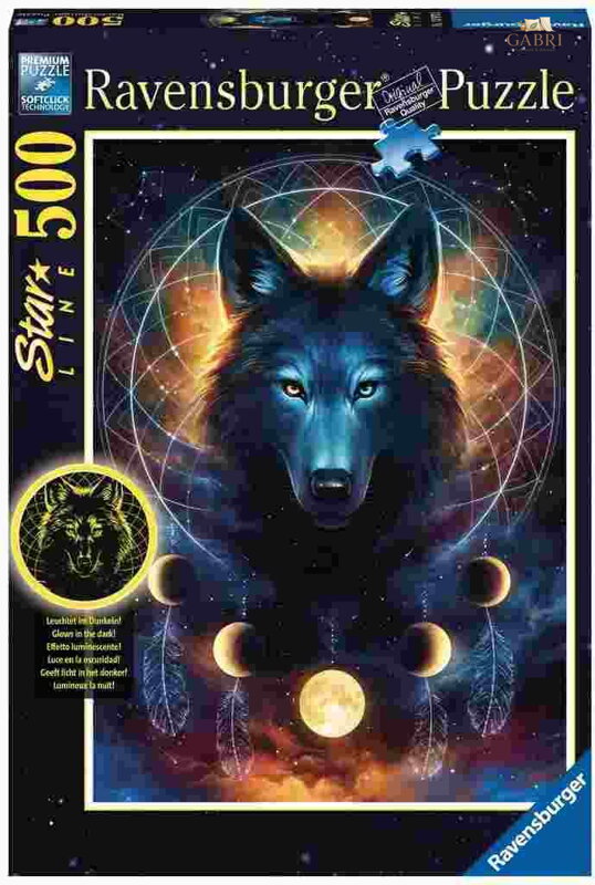 RAVENSBURGER Svítící puzzle Lunární vlk 500 dílků