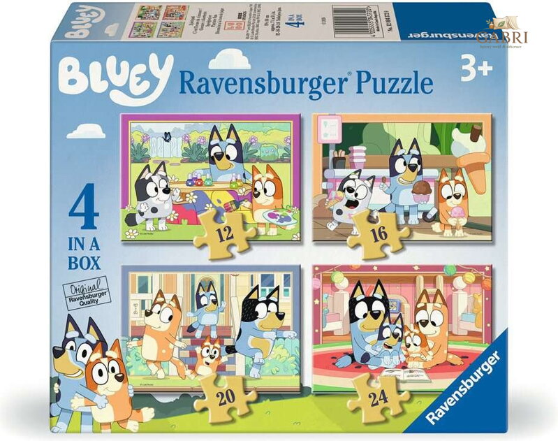 RAVENSBURGER Puzzle Bluey 4v1 (12, 16, 20, 24 dílků)