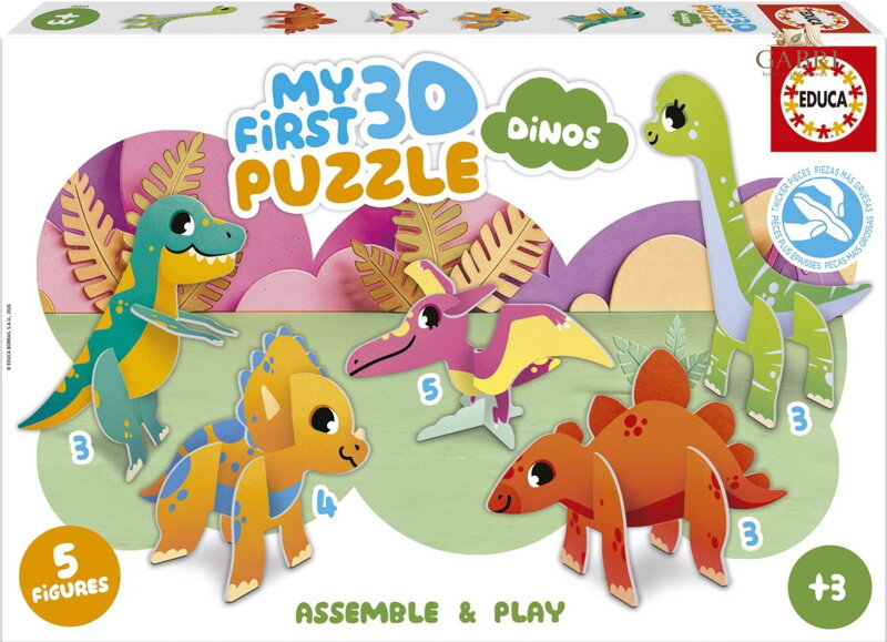 EDUCA Moje první 3D puzzle Dinosauři 5v1 (3,3,3,4,5 dílků)