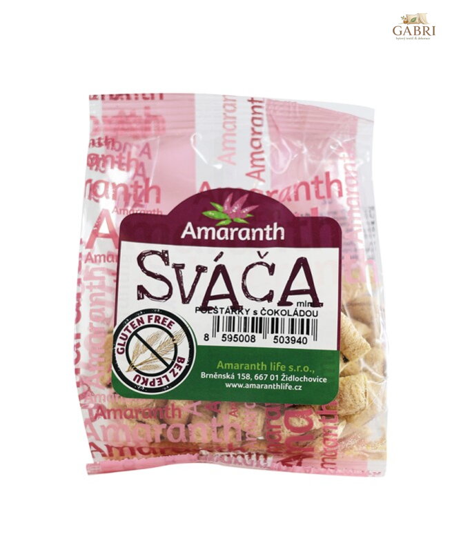 Sváča mini polštářky s čokoládou 25g Amaranth bez lepku 189