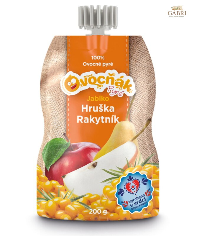 Pyré jablko hruška rakytník 200g Ovocňák bez lepku 1184