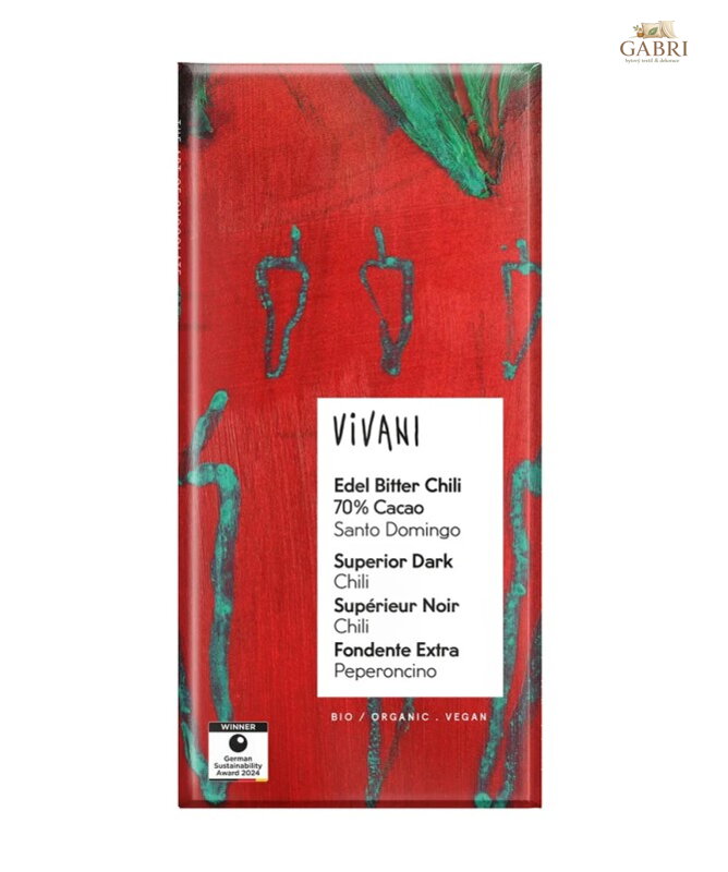 Čokoláda hořká 70% s chilli 80g BIO Vivani 92
