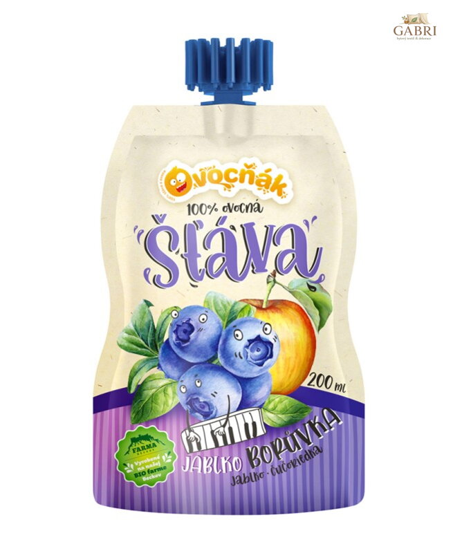 Mošt jablko borůvka 200ml Ovocňák 583
