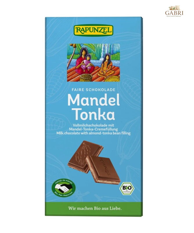 Čokoláda mléčná Mandle Tonka 100g BIO Rapunzel 6146