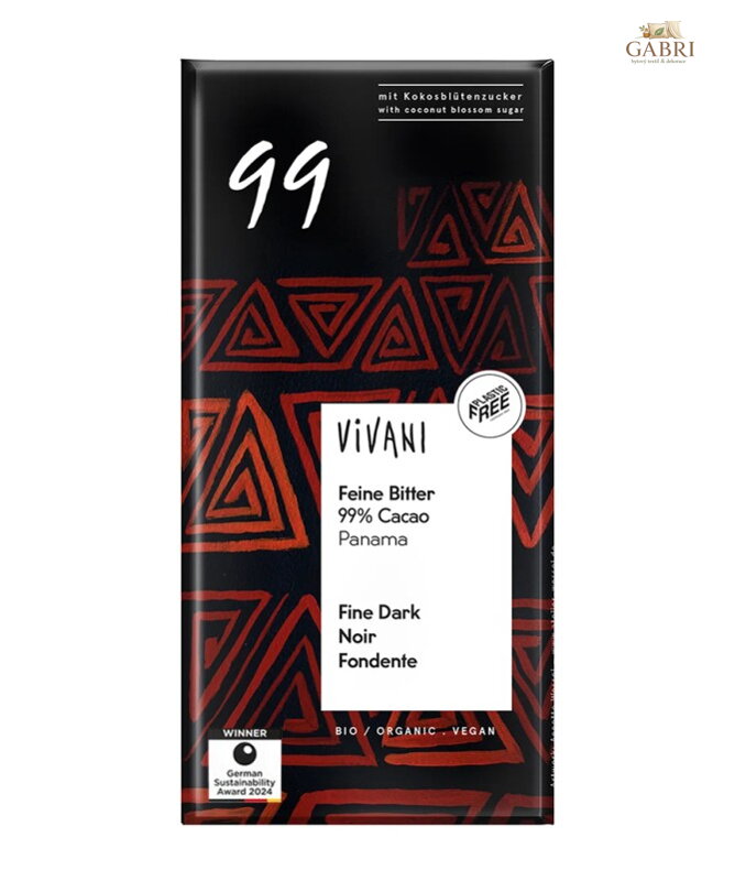 Čokoláda hořká 99% s kokosovým cukrem 80g BIO Vivani 6160
