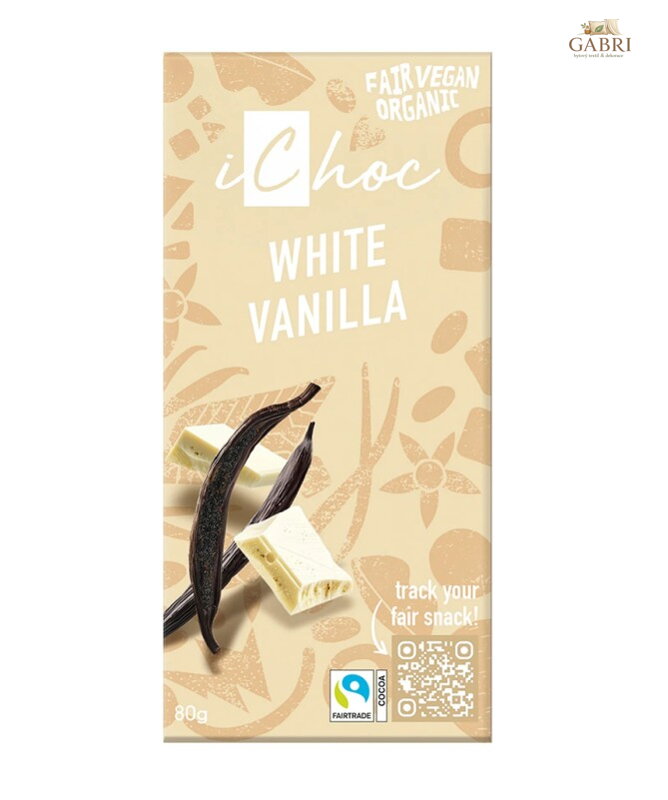 Čokoláda vegan bílá s vanilkou 80g BIO iChoc 6153