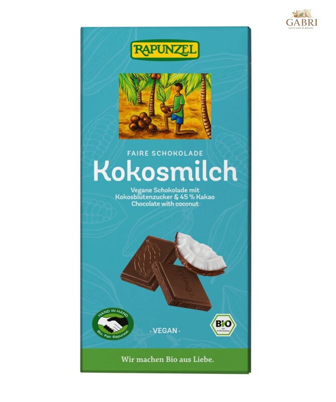 Čokoláda kokosové mléko vegan 80g BIO Rapunzel 6176