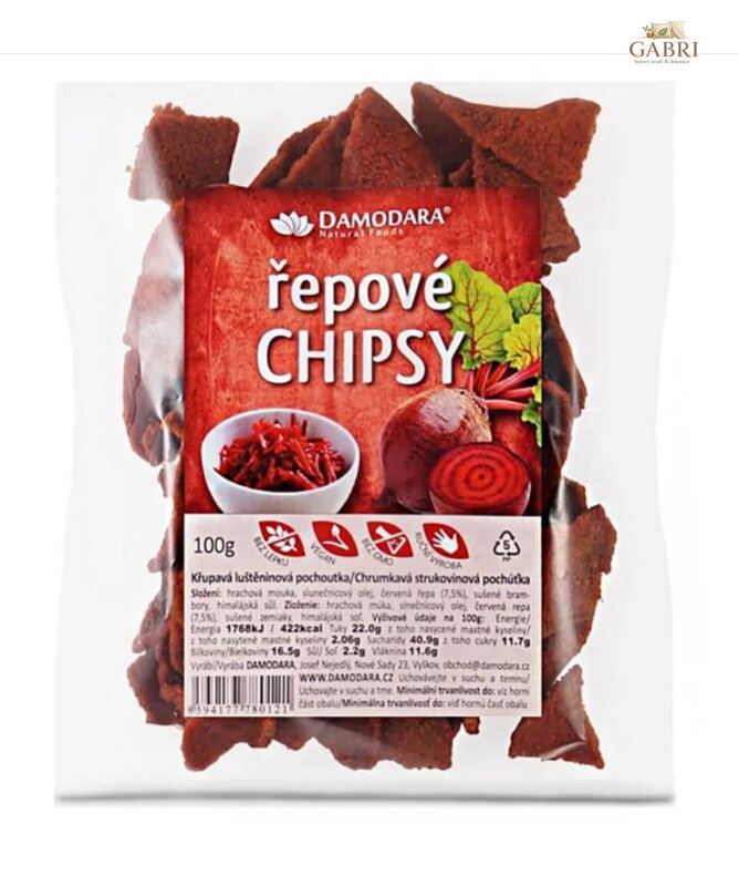 Chipsy řepové 100g Damodara bez lepku 6322