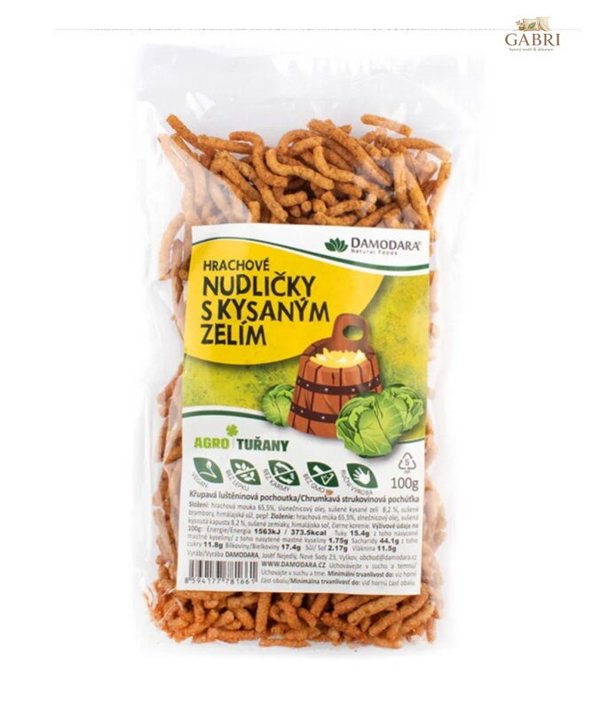 Nudličky hrachové s kysaným zelím 100g Damodara bez lepku 6327