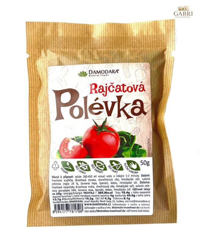 Polévka rajčatová 50g Damodara bez lepku 6332