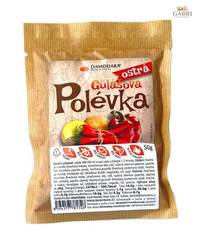 Polévka gulášová ostrá 50g Damodara bez lepku 6331