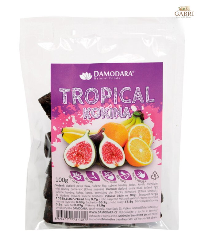 Kokina tropical ovocné bonbóny  100g Damodara bez lepku 6326