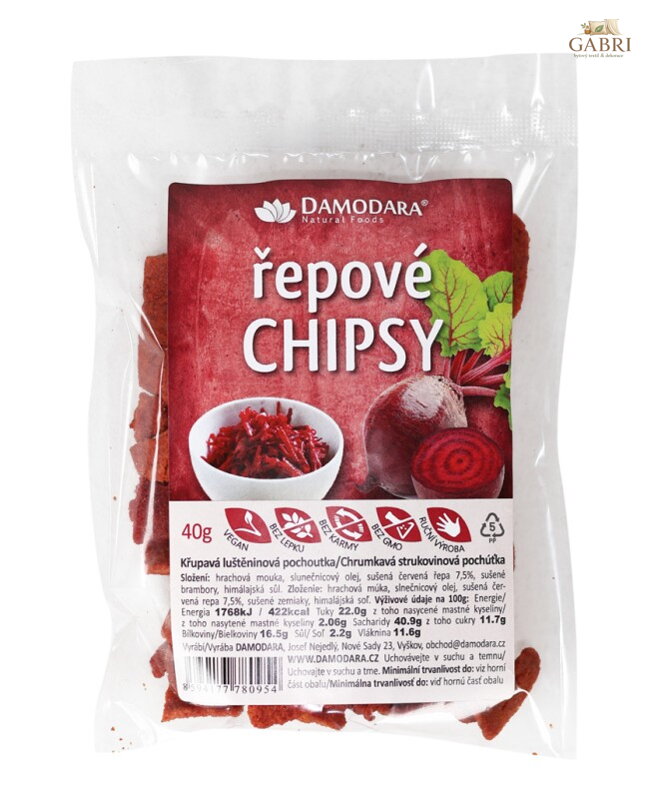 Chipsy řepové 40g Damodara bez lepku 6323