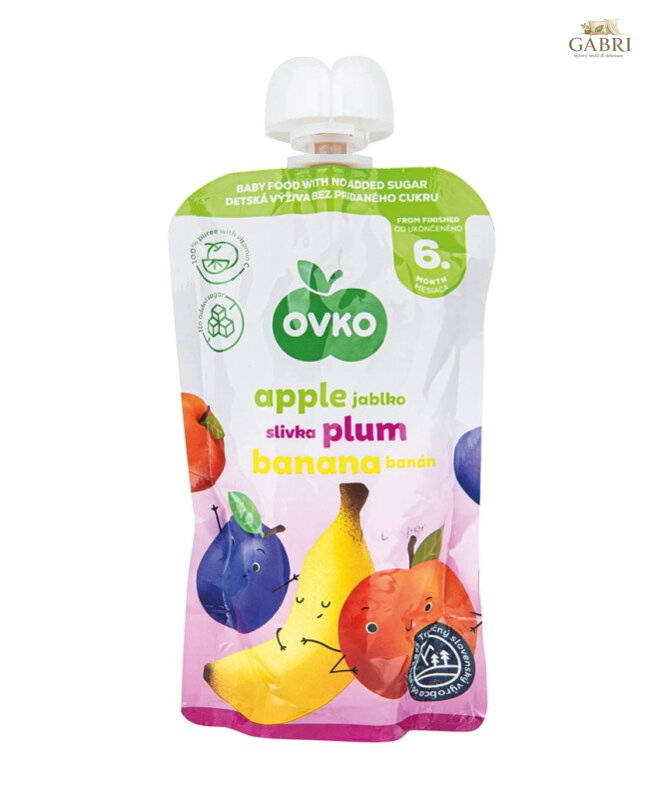 Pyré jablko švestka banán 120g OVKO bez lepku 6393