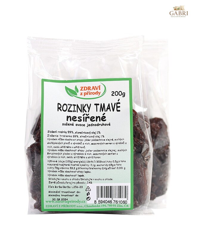 Rozinky tmavé nesířené 200g ZP 2283