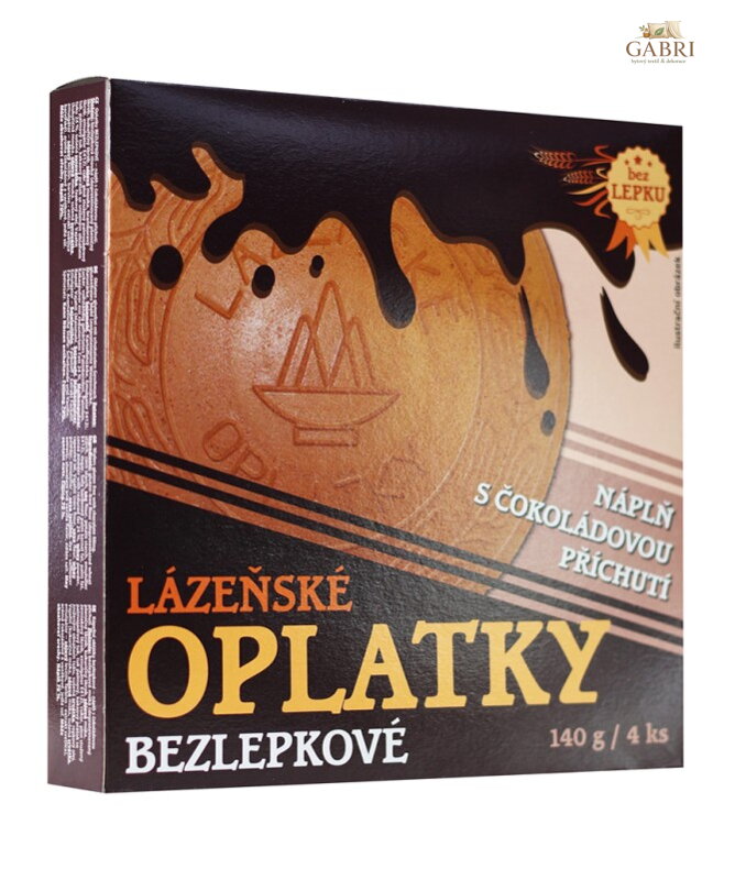 Lázeňské oplatky čokoládové 140g/4ks bez lepku 2096