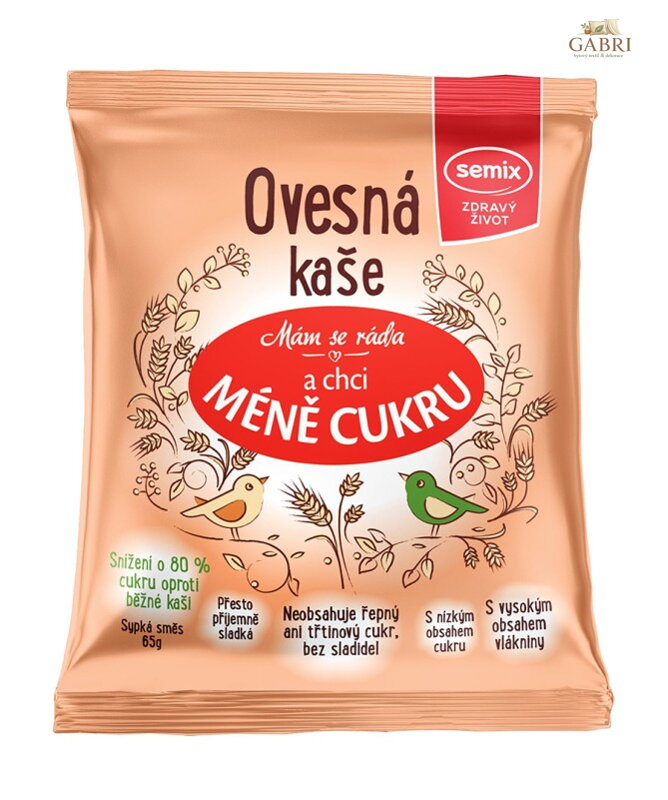 Kaše ovesná méně cukru 65g sáček Semix  2529