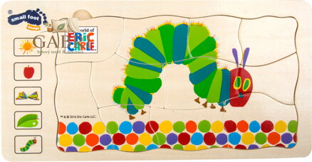 small foot Dřevěné vkládací puzzle hladová housenka