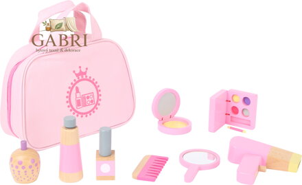 small foot Dětská kosmetická taštička růžová s dřevěnými doplňky