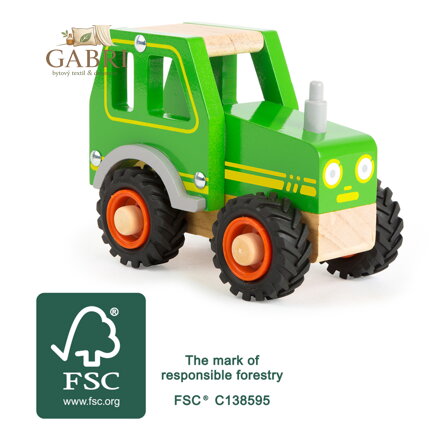 small foot Dřevěný traktor zelený