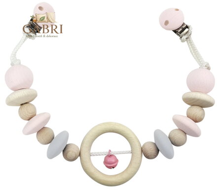 Hess Závěs na kočárek přírodní s růžovým zvonečkem