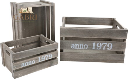 small foot Sada dřevěných bedýnek šedé