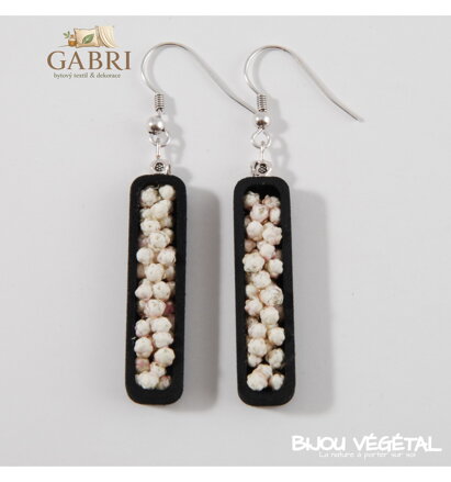 Živé šperky - Náušnice Jardiniere černé s trvalými bílými květy