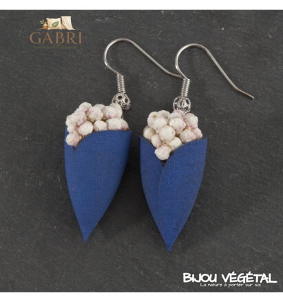 Živé šperky - Náušnice Tulipán modré s trvalými bílými kvšty