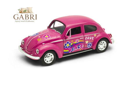 Welly Volkswagen Beetle model 1:34 růžový duhový