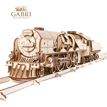 Ugears 3D dřevěné mechanické puzzle V-Express parní lokomotiva 4-6-2 s tendrem